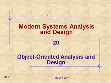 Modern Systems Analysis and Design