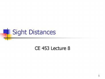 Sight Distances