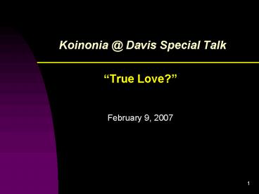 Koinonia Davis Special Talk