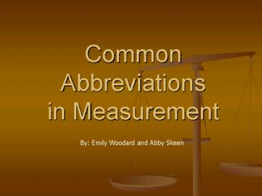 Common Abbreviations in Measurement