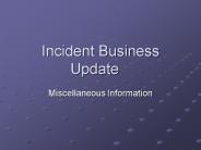 Incident Business Update