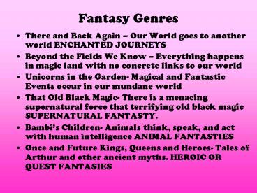 Fantasy Genres