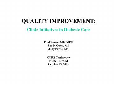 QUALITY IMPROVEMENT: