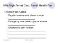Mile High Ferret Club: Ferret Health Fair PowerPoint PPT Presentation