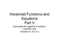 Advanced Functions and Equations Part V PowerPoint PPT Presentation
