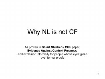 Why NL is not CF