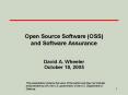 Open Source Software OSS and Software Assurance PowerPoint PPT Presentation