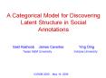 A Categorical Model for Discovering Latent Structure in Social Annotations PowerPoint PPT Presentation