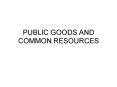 PUBLIC GOODS AND COMMON RESOURCES PowerPoint PPT Presentation