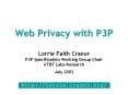 Web Privacy with P3P PowerPoint PPT Presentation