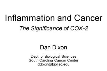 Inflammation and Cancer The Significance of COX2