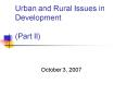 Urban and Rural Issues in Development Part II PowerPoint PPT Presentation