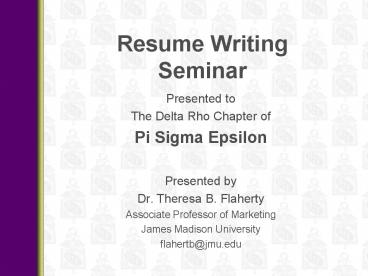 Resume Writing Seminar