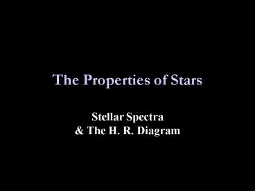 The Properties of Stars