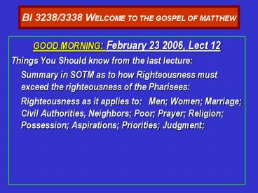 BI 32383338 WELCOME TO THE GOSPEL OF MATTHEW