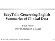 BabyTalk: Generating English Summaries of Clinical Data