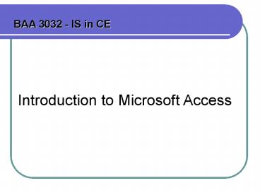 Introduction to Microsoft Access