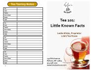 Tea 101: Little Known Facts
