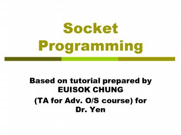 Socket Programming presentation | free to view