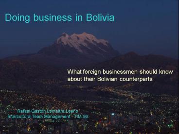 Doing business in Bolivia
