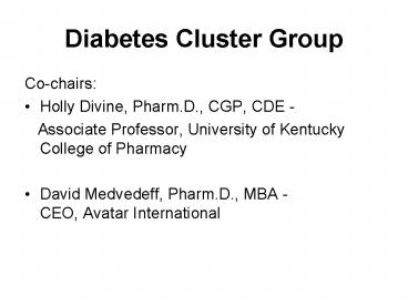 Diabetes Cluster Group