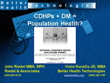 CDHPs DM Population Health