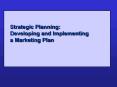 Strategic Planning: Developing and Implementing a Marketing Plan PowerPoint PPT Presentation