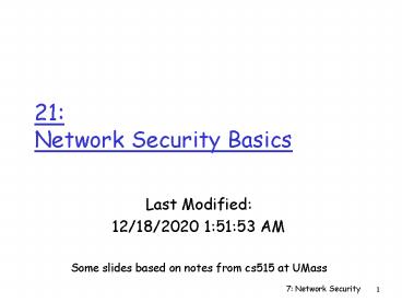 21: Network Security Basics