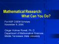Mathematical Research: What Can You Do PowerPoint PPT Presentation