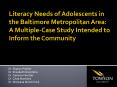 Literacy Needs of Adolescents in the Baltimore Metropolitan Area: A MultipleCase Study Intended to I PowerPoint PPT Presentation