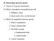 II. Interactions between species