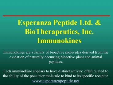 Esperanza Peptide Ltd.