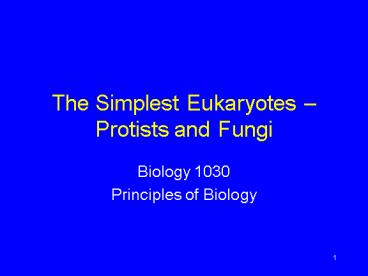 The Simplest Eukaryotes Protists and Fungi