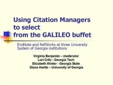 Using Citation Managers to select from the GALILEO buffet