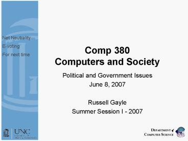 Comp 380 Computers and Society