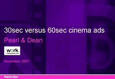 30sec versus 60sec cinema ads