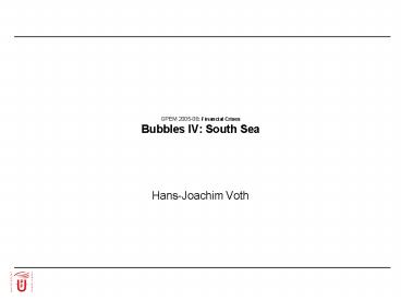 GPEM 200506: Financial Crises Bubbles IV: South Sea