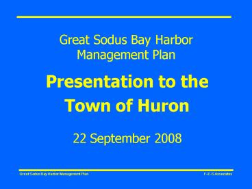 Great Sodus Bay Harbor Management Plan
