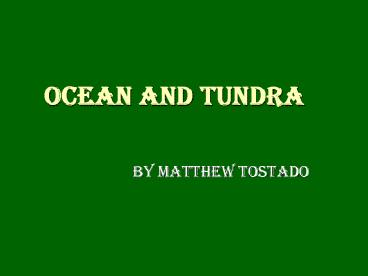 OCEAN AND TUNDRA