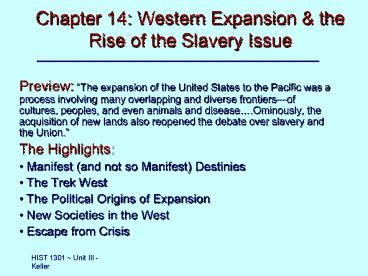 Chapter 14: Western Expansion