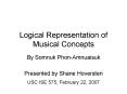 Logical Representation of Musical Concepts PowerPoint PPT Presentation