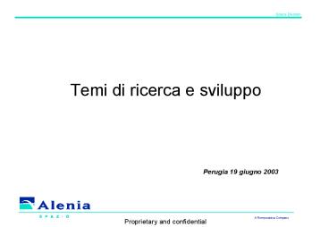 Temi di ricerca e sviluppo