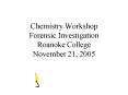 Chemistry Workshop Forensic Investigation Roanoke College November 21, 2005 PowerPoint PPT Presentation