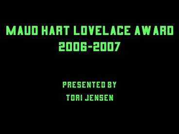 Maud Hart Lovelace Award 20062007