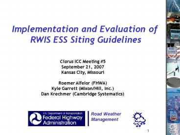 MDSS Welcome Presentation Oct 05