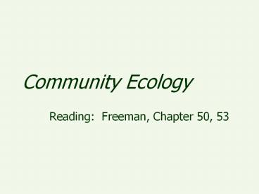 Community Ecology