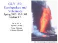 GLY 150: Earthquakes and Volcanoes Spring 2005: 020105 Lecture PowerPoint PPT Presentation