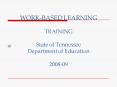 WORKBASED LEARNING TRAINING State of Tennessee Department of Education 200809 PowerPoint PPT Presentation