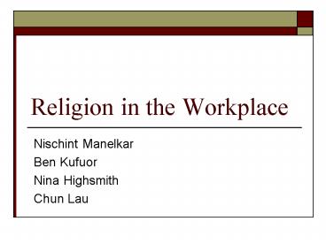 Religion in the Workplace
