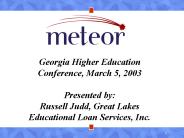 Georgia Higher Education Conference, March 5, 2003